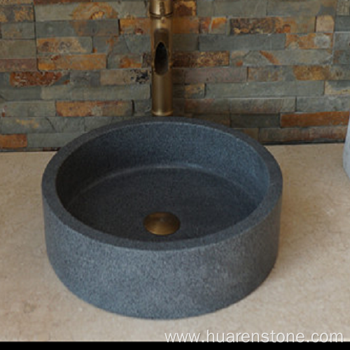 G654 dark grey granite round sink
